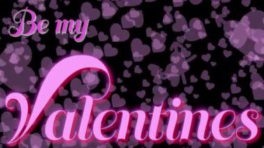 Sevgililer Günü hareketlerim ol. Siyah arka planda dönen pembe kalpler.