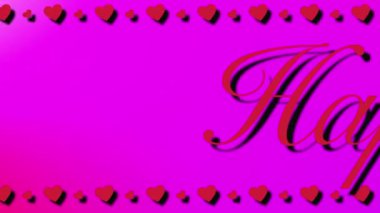 Mutlu Sevgililer Günü hareketi kaydırılıyor. Arkaplan değişimi. Gölgeli kalpler kayıyor.