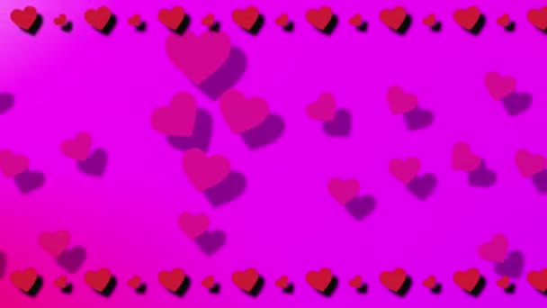 Valentine Tematyczne Ruchu Graficzny Kolor Zmieniający Tło Przesuwne Serca Cieniem — Wideo stockowe