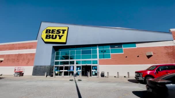 Augusta Usa Best Buy Exterior Sign People Building Traffic — стокове відео