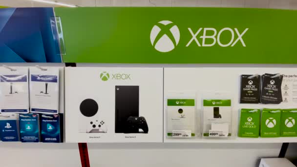 Augusta Usa Staples Bürobedarf Einzelhandel Innenschale Von Xbox Display Und — Stockvideo