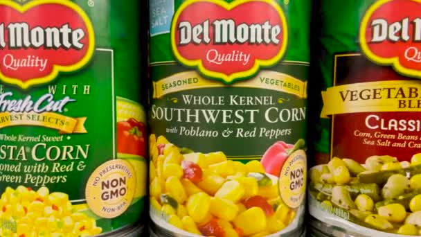 Grovetown Usa Venta Por Menor Estantes Supermercados Delmonte Conservas Vegetales — Vídeo de stock