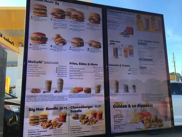 Augusta Usa Mcdonalds Drive Thru Lunch Menu — Stock Photo, Image