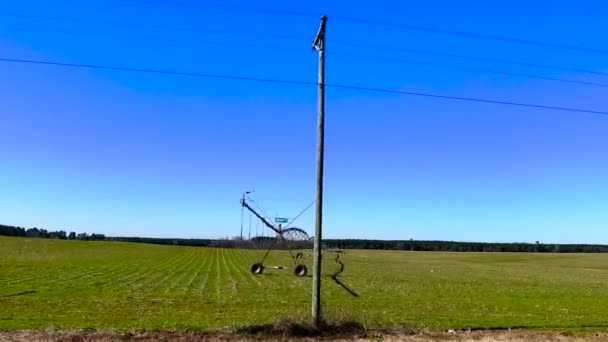 Burke County Eua Geórgia Sistema Irrigação Rural Linhas Eléctricas Pan — Vídeo de Stock