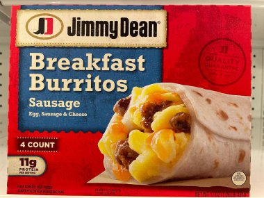 Grovetown, Ga USA - 02 10 22: Perakende satış mağazası Donmuş Gıda bölümü Jimmy Dean kahvaltı dürümleri