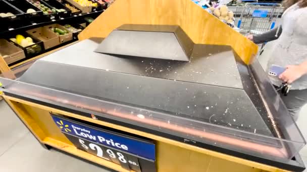 Martinez Usa Walmart Tienda Comestibles Interior Pantalla Productos Vacíos — Vídeo de stock