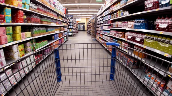 Augusta Usa Walmart Tienda Comestibles Por Menor Carrito Compras Interior — Foto de Stock