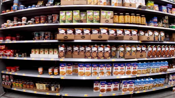 Augusta Usa Walmart Tienda Comestibles Por Menor Sección Caldo Pollo —  Fotos de Stock