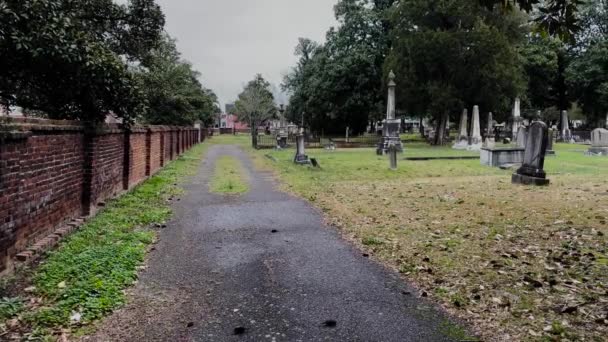 Augusta Usa Historischer Magnolia Cemetery Augusta Georgia Pan Front Area — Stockvideo