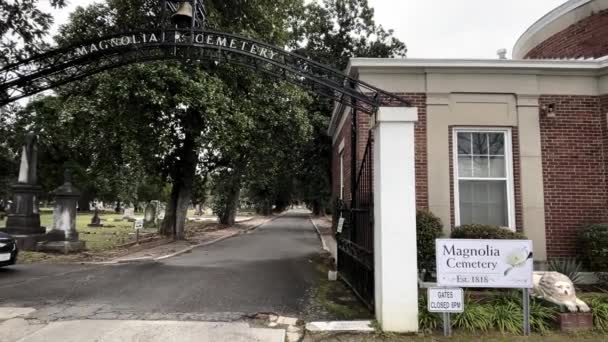Augusta Usa Historic 1800S Magnolia Cemetery Augusta Georgia Edificio Recepción — Vídeo de stock
