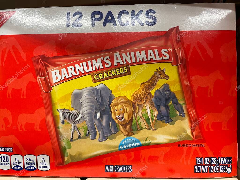 Grovetown, Ga USA - 04 20 22: Retail store products 12 pack Barnums Animals
