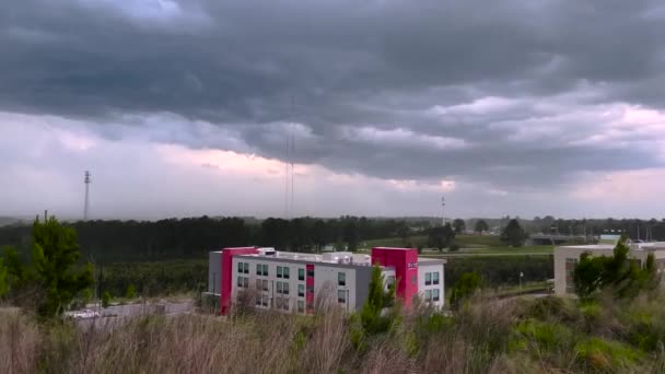 Grovetown Usa Overlooking Modern Suburban Avid Hotel Storm Clouds — Stock Video