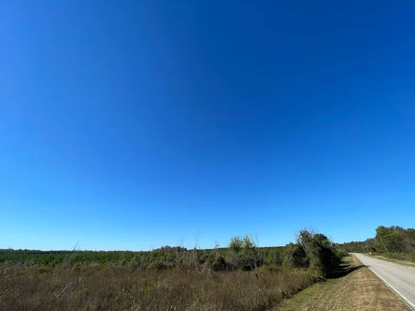Burke County Usa Rural Empty Road Country Clear Blue Sky — Fotografia de Stock