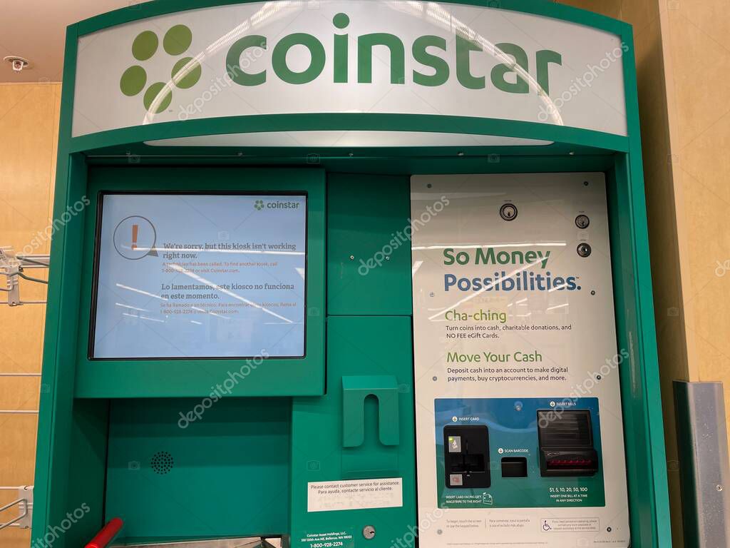 Augusta, Ga USA - 01 19 22: Coinstar machine in a retail store