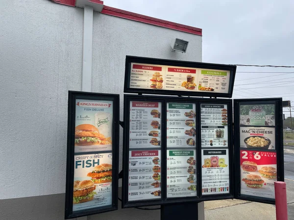 Augusta Usa Arbys Restaurant Fast Food Drive Thru Order Menu — Stock Photo, Image