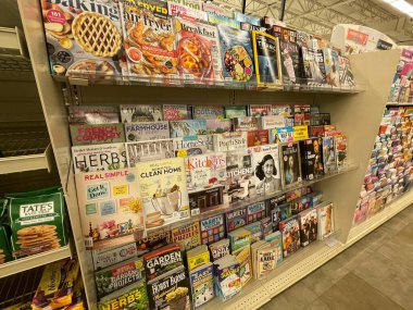 Grovetown, Ga USA - 04 29 22: Retail store magazine rack April 2022