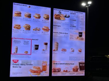 Augusta, Ga USA - 04 02 22: McDonalds digital drive thru menu