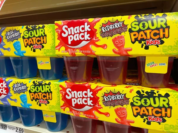 Grovetown Usa Kiskereskedelmi Bolti Polc Kiskereskedelmi Kiszerelés Sour Patch Jello — Stock Fotó