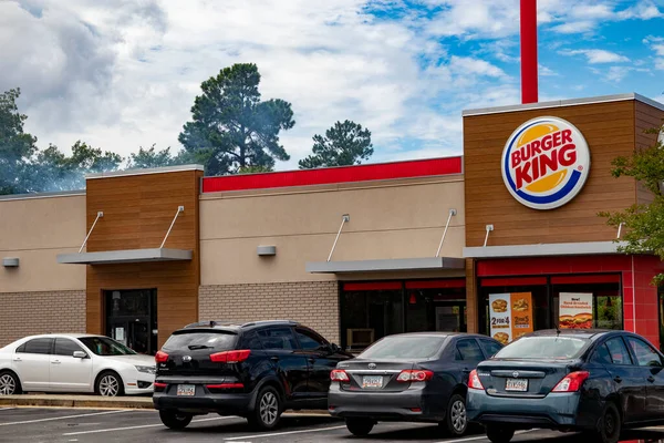 Augusta Usa Burger King Restaurante Comida Rápida Coches Exteriores Estacionados — Foto de Stock