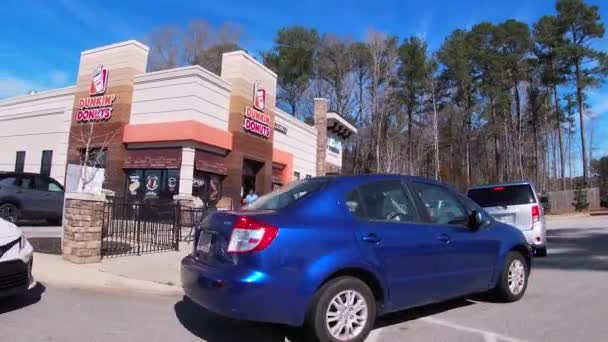Columbia County Usa Dunkin Donuts Zewnętrzna Długa Droga Przez Linię — Wideo stockowe