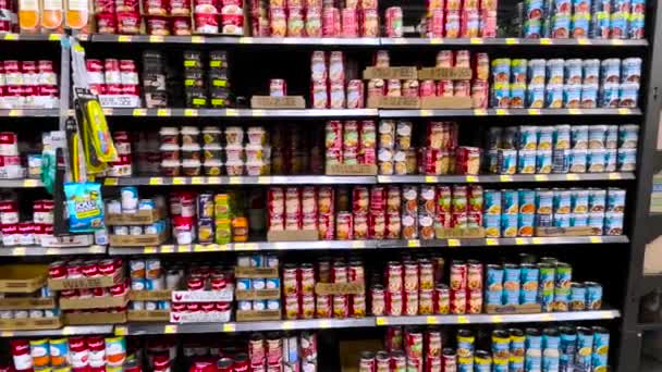 Grovetown Usa Walmart Supercenter Retail Store Soup Section — Stockvideo
