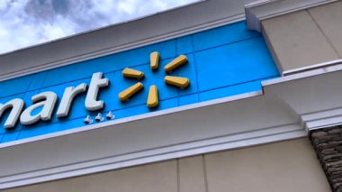 Grovetown, Ga USA - 05 13 22: Walmart Supercenter retail store exterior building sign 