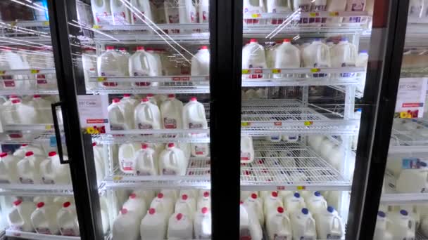 Grovetown Usa Walmart Supercenter Retail Store Milk Section Prices — Stockvideo