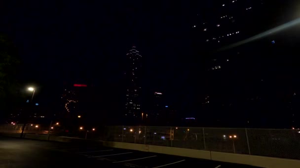 Atlanta Usa Downtown Atlanta Night Skyscrapers Cityscape Illuminated Windows Car — Vídeo de Stock