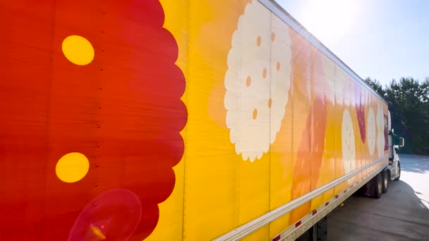 Grovetown Usa Nabisco Semi Truck Pulls Away Retail Store Loading — ストック動画