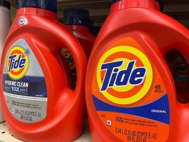 Grovetown, Ga USA - 05 10 22: Retail Laundry detergent Tide side view