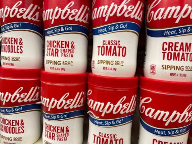 Grovetown, Ga USA - 05 10 22: Retail store Campbells soup cups clipart
