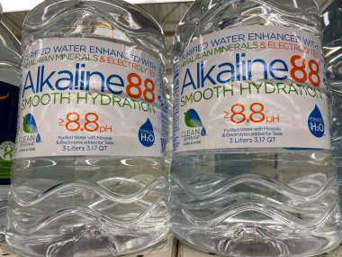 Grovetown, Ga USA - 05 10 22: Retail store flavored water Alkaline 88 close up