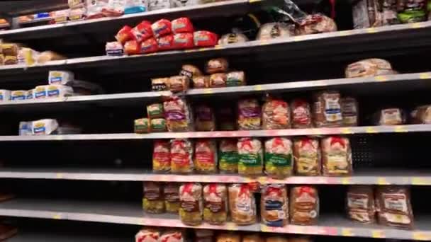 Grovetown Usa Walmart Butik Mellanlager Pan Bröd Avsnitt Och Jif — Stockvideo