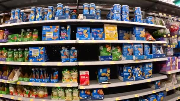 Grovetown Usa Walmart Einzelhandelsgeschäft Pfanne Baby Und Säuglingsfoos Abschnitt — Stockvideo