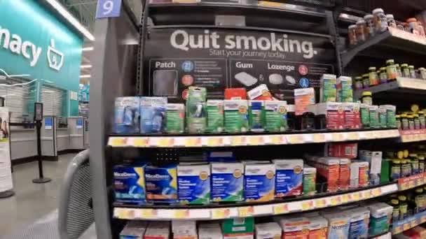 Grovetown Usa Sprzedaż Detaliczna Walmart Pan Apteka Obszar Medycyny — Wideo stockowe