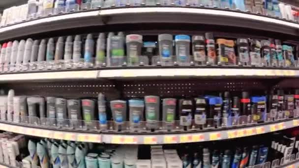 Grovetown Usa Walmart Kiskereskedés Serpenyő Gyógyszertár Terület Személyi Higiénia — Stock videók
