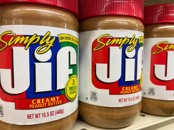 Grovetown Usa Einzelhandelsregal Jif Erdnussbutter — Stockfoto