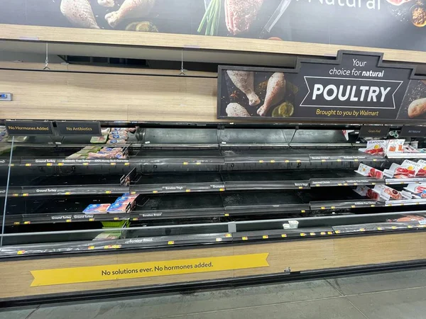 Grovetown Usa Walmart Retail Store Empty Meat Market Shelves Front —  Fotos de Stock