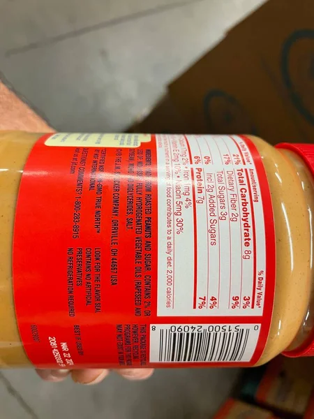 Augusta Usa Loja Varejo Manteiga Amendoim Jif Recordar Fatos Nutricionais — Fotografia de Stock