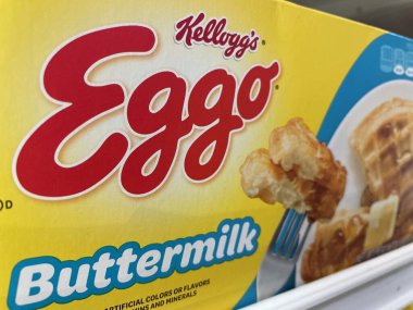 Grovetown, Ga USA 05 21: Perakende satış mağazası Eggo waffle tereyağı yakın plan