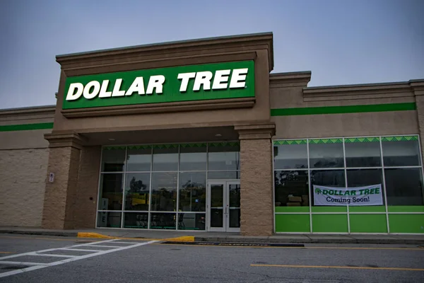 Augusta Usa Dollar Tree Retail Store Illuminated Sign Night — Stock Fotó