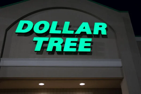 Decatur Usa Dollar Tree Tienda Por Menor Exterior Signo Iluminado — Foto de Stock