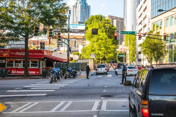 Atlanta Géorgie États Unis Police Détourne Circulation Autour Des Manifestations — Photo