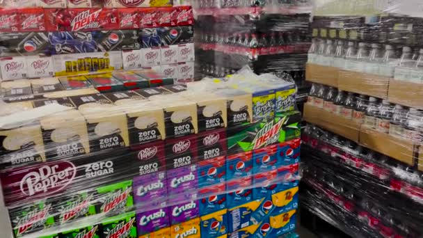 Grovetown Usa Pepsi Cola Verpakte Pallets Leveren Aan Een Winkel — Stockvideo