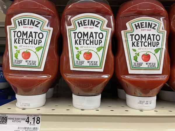 Grovetown Usa Półka Sklepowa Heinz Pomidor Ketchup Cena — Zdjęcie stockowe