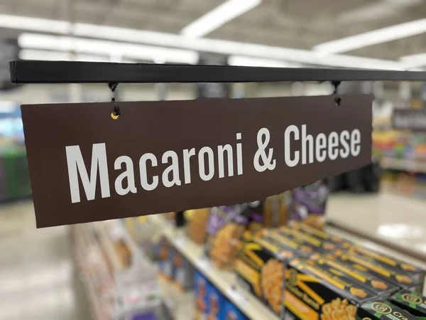 Grovetown Usa Retail Store Shelf Macaroni Cheese Sign — Stock Photo, Image