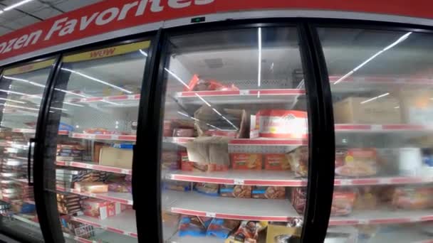 Augusta Usa Aile Doları Perakende Mağazası Donmuş Gıda Bölümü Pov — Stok video