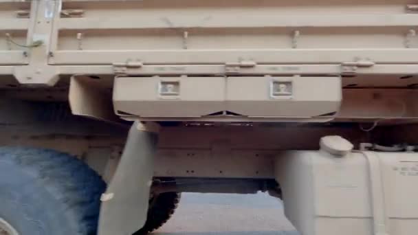 Hephzibah Usa Early Morning Pan Truck Stop Army Trucks Fueling — Stockvideo