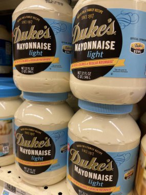 Grovetown, Ga USA - 06 22 22: Retail store Dukes Mayonnaise light jar