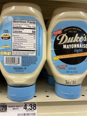 Grovetown, Ga USA - 06 22 22: Retail store Dukes Mayonnaise light squeeze bottle